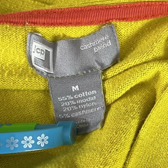 Vintage Y2K JCP Cardigan Womens Button Up Yellow Cashmere Blend Sweater Size M - Picture 4 of 6